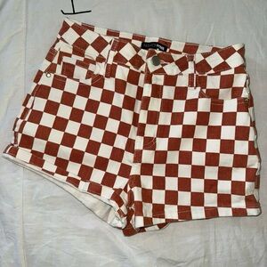 Fashion Nova Red and White Checkered Women Shorts